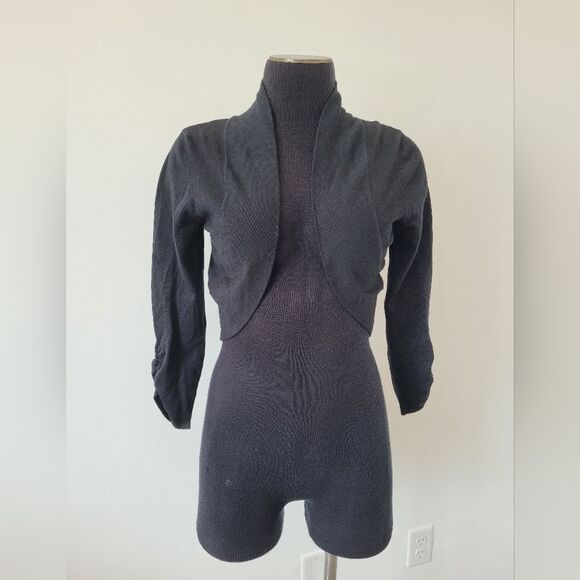 Maurices Cropped Black Half Cardigan Sweater Modest Coverup Y2K Formal Medium - Picture 2 of 9